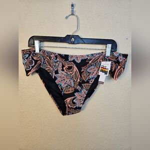 Time and Tru Black Orange Paisley Bikini Bottom XL (5464)